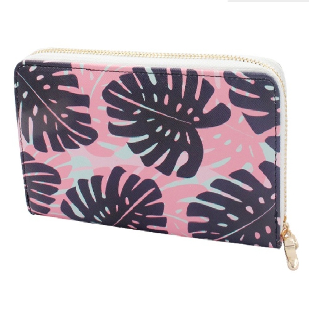 PALM LEAF SINGLE ZIP WALLET